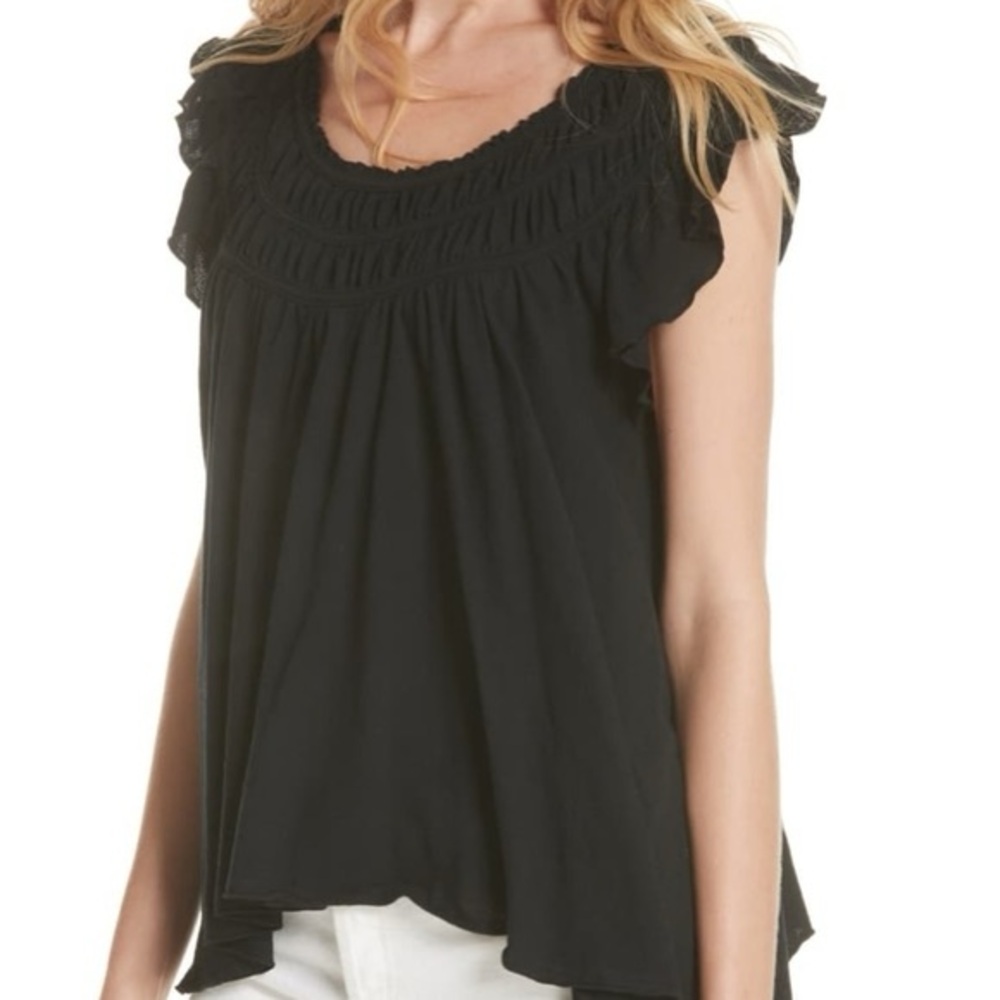 We the Free Coconut tee Off Shoulder Stretchy Ruffle Sleeve Flutter Top- small